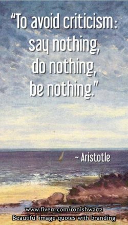 To avoid criticism: say nothing, do nothing, be nothing.